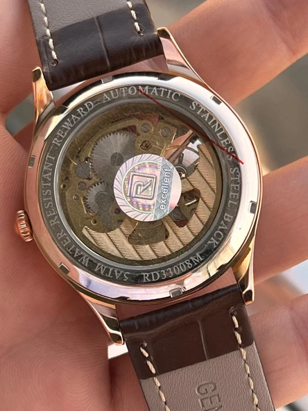 Reward İtalyan Bileklik Hediyeli Deri Kordon Otomatik Mekanizma 5 Atm Erkek Kol Saati W.142270.2 - Resim 6