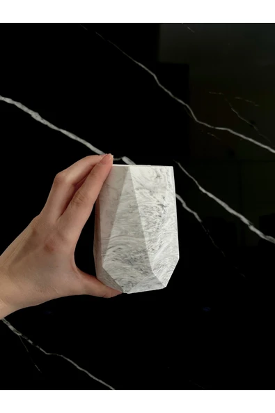 Beton Vazo El Yapımı Kalem Kutusu Dekoratif Diş Fırçalık Ev Aksesuarı - 5