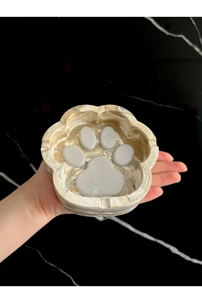 Beton Patili Küllük El Yapımı Kedi Köpek Tasarımlı Dekoratif Yıkanabilir Kül Tablası - 5
