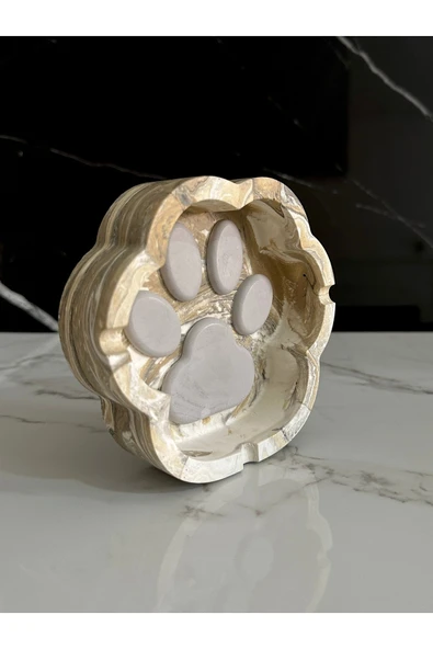 Beton Patili Küllük El Yapımı Kedi Köpek Tasarımlı Dekoratif Yıkanabilir Kül Tablası - 2