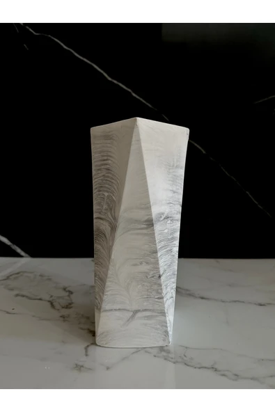 Beton Çiçek Vazosu El Yapımı Dekoratif Geometrik Saksı - 6