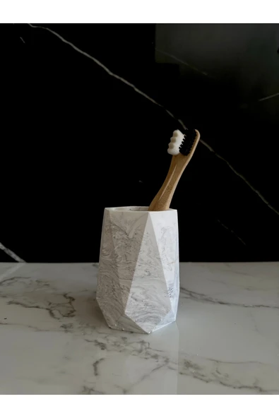 Beton Vazo El Yapımı Kalem Kutusu Dekoratif Diş Fırçalık Ev Aksesuarı - 2