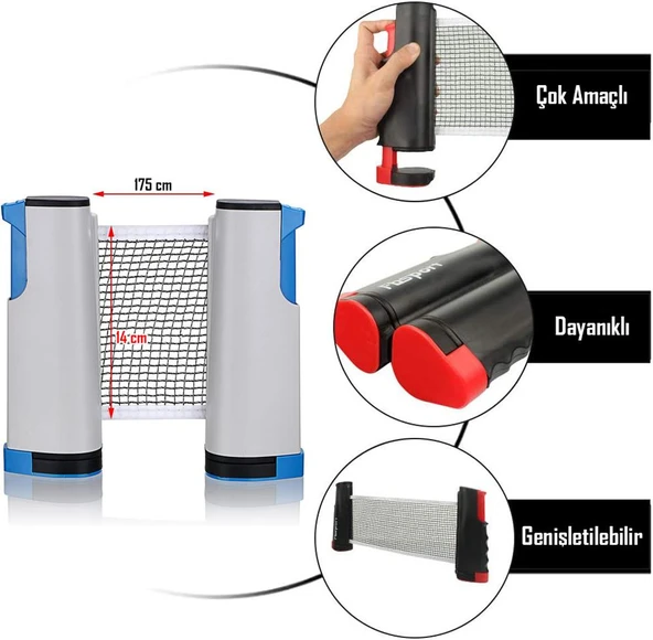 6lı SET Masa Tenisi Filesi Raket Top Seti Otomatik Gerdirme Pinpon Net Tüm Masalara Uyumlu - Resim 6
