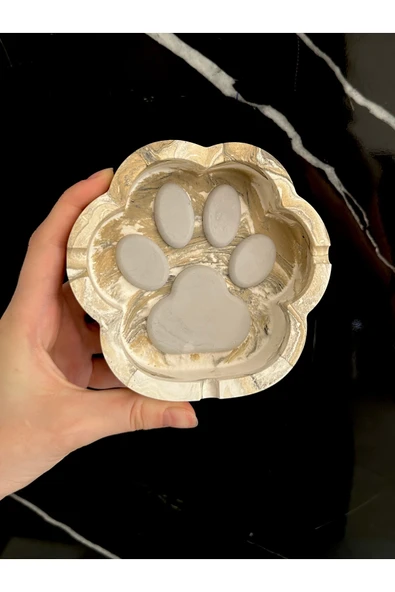 Beton Patili Küllük El Yapımı Kedi Köpek Tasarımlı Dekoratif Yıkanabilir Kül Tablası - 6