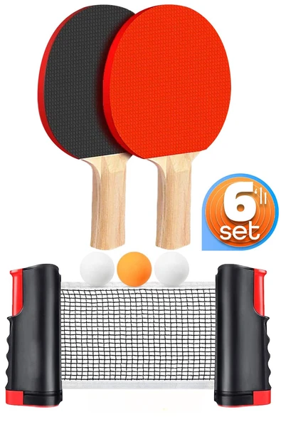 6lı SET Masa Tenisi Filesi Raket Top Seti Otomatik Gerdirme Pinpon Net Tüm Masalara Uyumlu ürün görseli 1