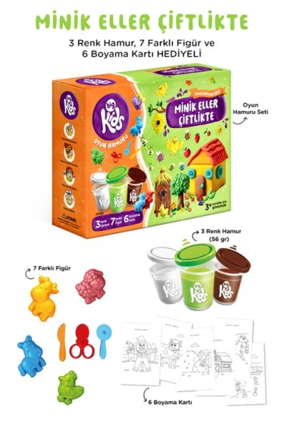 Minik Eller Çiftlikte Oyun Hamuru Seti (16 Parça - 340 Gr) ürün görseli 1