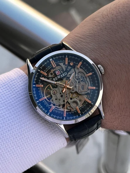 Reward İtalyan Bileklik Hediyeli Deri Kordon Otomatik Mekanizma 5 Atm Erkek Kol Saati W.142270.3 - Resim 3