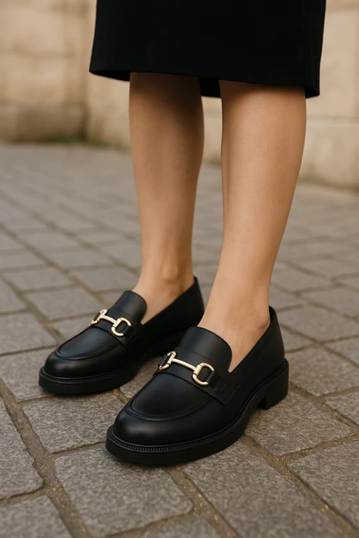 +6 CM Boy Uzatan Siyah Kadın Klasik Ayakkabı – Şık ve Rahat Tasarım - Resim 3