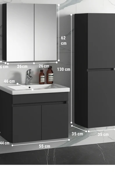 DEMEZLER MOBİLYA Viena Banyo Dolabı ve Ayna Üst Modül Takım - Resim 3