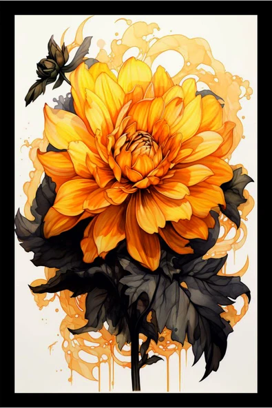 Sarı Çiçek Temalı 3’lü Modern Tablo Seti – MDF UV Baskılı, Çerçeveli Görünümlü Duvar Dekoru - 3