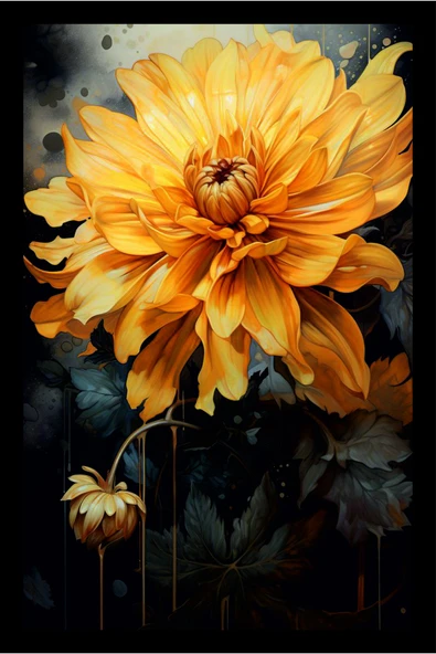 Sarı Çiçek Temalı 3’lü Modern Tablo Seti – MDF UV Baskılı, Çerçeveli Görünümlü Duvar Dekoru - 4