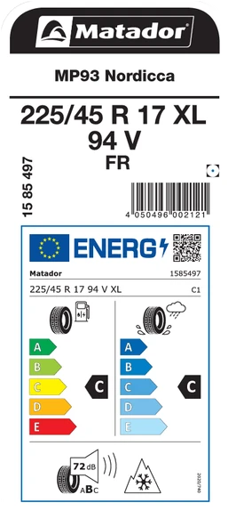 Matador 225/45 R17 94V XL FR MP93 NORDICCA Oto Kış Lastiği Üretim 2023 - 3