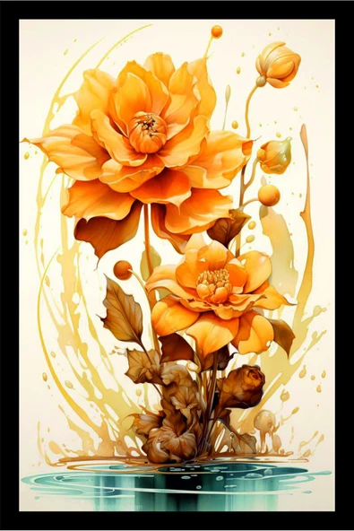 Sarı Çiçek Temalı 3’lü Modern Tablo Seti – MDF UV Baskılı, Çerçeveli Görünümlü Duvar Dekoru - 5