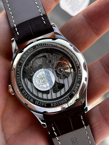 Reward İtalyan Bileklik Hediyeli Deri Kordon Otomatik Mekanizma 5 Atm Erkek Kol Saati W.142270.5 - Resim 5