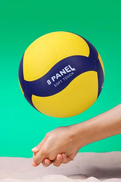 SEMİ-PRO Voleybol Topu Lamineli Beton Zemin SoftTouch İç-Dış Mekana Uygun 8 Panel Sarı-Mavi GSV101 - Resim 6