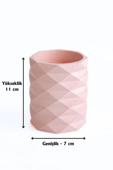 Dekoratif Geometrik Kalemlik | Modern Beton Organizer Vazo Saksı Diş Fırçalık Ofis Düzenleyici - 7