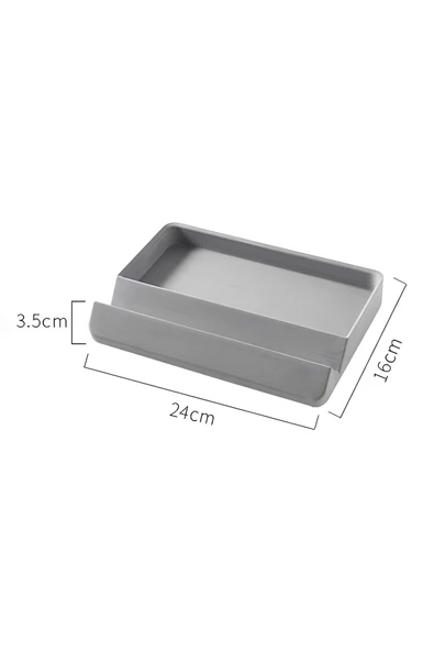 Beton Takı ve Kozmetik Organizer | Küçük Eşya ve Dekoratif Banyo Düzenleyici 16x24x3,5 cm - 4