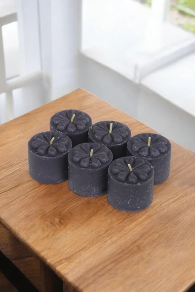 Çiçekli Dekoratif Mini Baton Mum Seti 6 Parça - 5