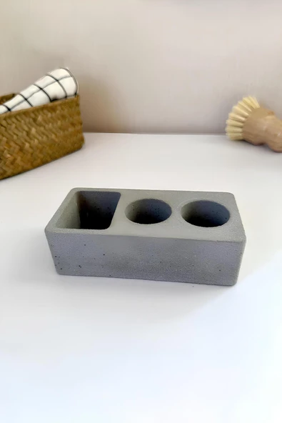 Minimalist Beton Banyo Organizeri Diş Fırçalık | Elektrikli Diş Fırçası ve Macun Standı - 5