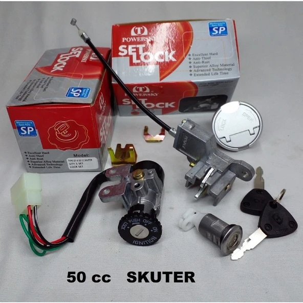 GY-6 50CC Scooter Kontak Seti (Kontak,Kilit,Depo Kapağı) ürün görseli