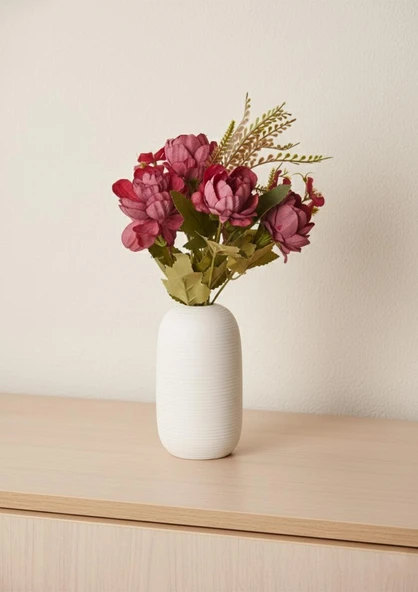 Fiona Seramik Vazo Oval, Beyaz 15 CM