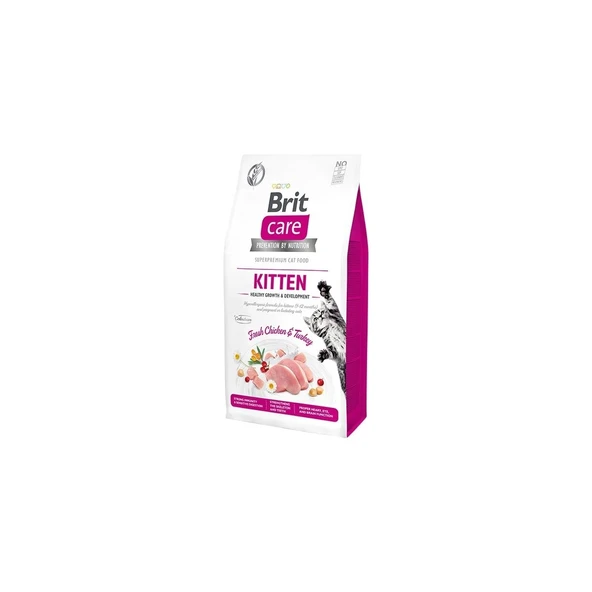 BRİT CARE Tahılsız Healthy Growth Tavuk Hindili Yavru Kedi Maması 7kg - 1