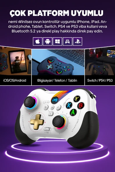 MyBlack Kablosuz RGB Oyun Kolu  Multi Platform Destekli, Makro Programlama ve Oto İletişim Özelliği - 3