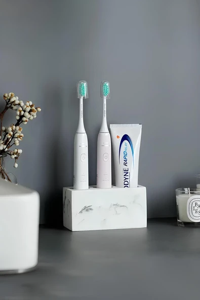 Modern Beton Diş Fırçalık | Elektrikli Fırça ve Macun Standı Banyo Organizeri ürün görseli 1