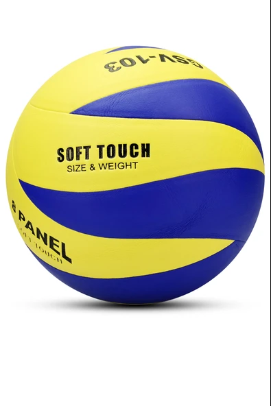 SEMİ-PRO Voleybol Topu Lamineli Beton Zemin SoftTouch İç-Dış Mekana Uygun 8 Panel Sarı-Mavi GSV103 - Resim 2