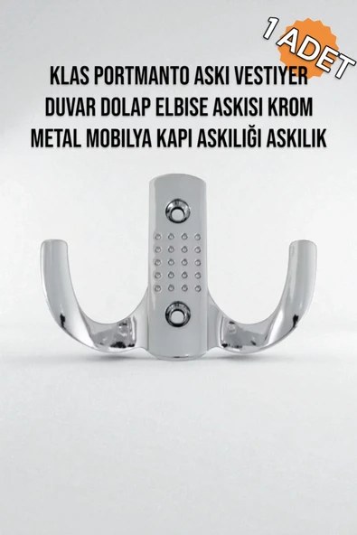 Dekoratif Krom Askılık – Portmanto, Kapı ve Dolap İçin Uygun Metal Askı - 2