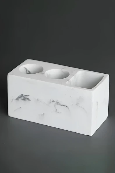 Modern Beton Diş Fırçalık | Elektrikli Fırça ve Macun Standı Banyo Organizeri - Resim 3