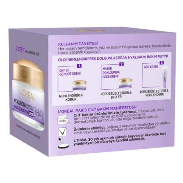 Loreal Paris Hyaluron Uzmanı Dolgunlaştırıcı Gece Kremi 50 ml - Resim 4