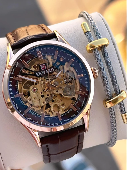 Reward İtalyan Bileklik Hediyeli Deri Kordon Otomatik Mekanizma 5 Atm Erkek Kol Saati W.142270.4 ürün görseli
