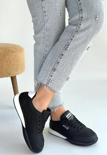 Tawen Siyah Cilt Bağcıklı Spor Ayakkabı - 3