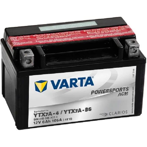 Varta Powersports AGM YTX7A-BS 12V6Ah 105A ürün görseli