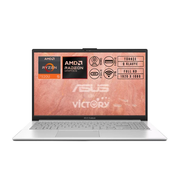 Asus VivoBook Go 15 AMD Ryzen 5 7520U 8GB 2TB SSD 15.6" FHD Freedos Notebook E1504FA-NJ115 002 ürün görseli 1