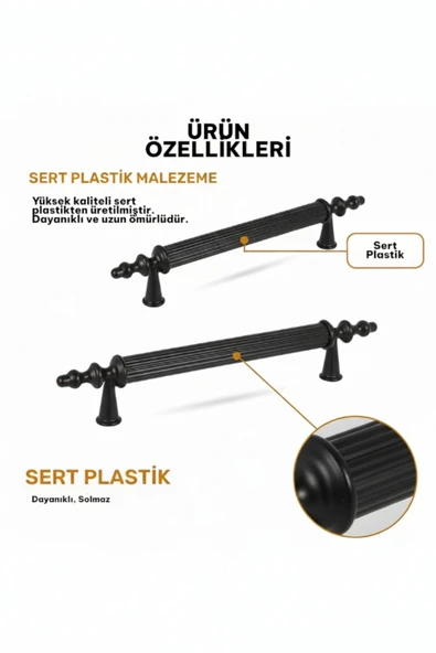 SERT PLASTİK Polavit Siyah Mobilya Kulpu 96 mm – 10’lu Set - 7