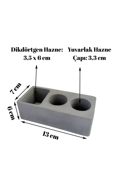 Minimalist Beton Banyo Organizeri Diş Fırçalık | Elektrikli Diş Fırçası ve Macun Standı - 2