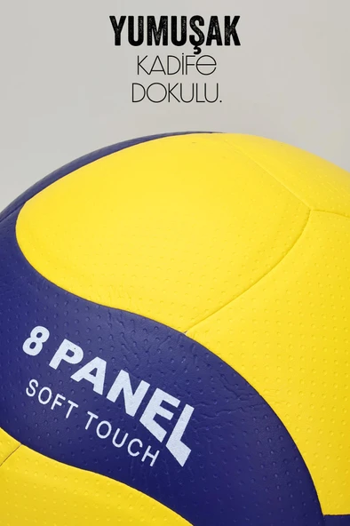 SEMİ-PRO Voleybol Topu Lamineli Beton Zemin SoftTouch İç-Dış Mekana Uygun 8 Panel Sarı-Mavi GSV101 - Resim 7