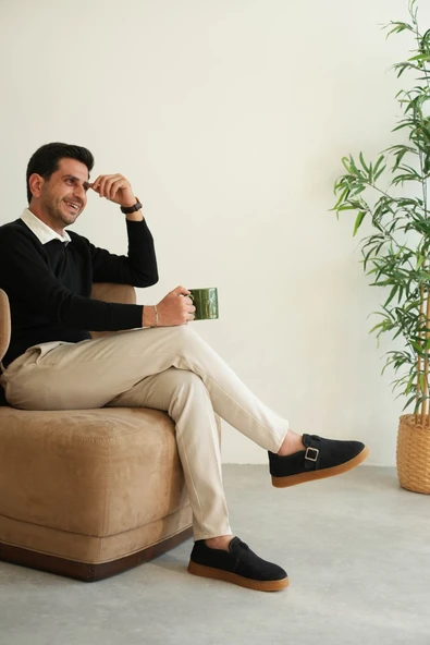 KB-KX1 Kuback Lacivert Kahve Taban Kürklü Günlük Erkek Ayakkabı - Resim 3