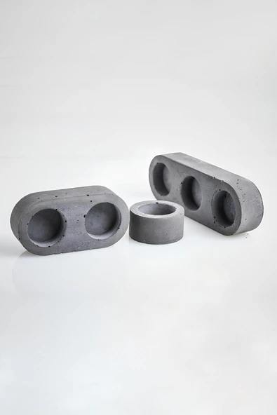 Dekoratif Beton Tealight Mumluk 3’lü | Modern El Yapımı Mumluk & Şamdan Seti - Resim 7