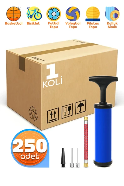 1 KOLİ | 250 Adet Şişirme Pompa Seti Futbol Bisiklet Topu Şişme Yatak Simit Şişirme Pompası 20cm ürün görseli