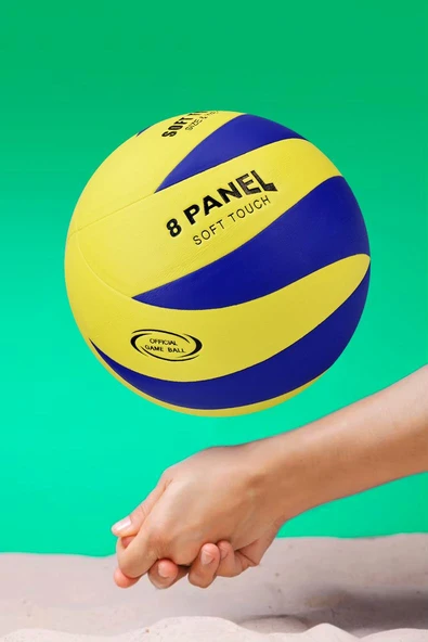 SEMİ-PRO Voleybol Topu Lamineli Beton Zemin SoftTouch İç-Dış Mekana Uygun 8 Panel Sarı-Mavi GSV103 - Resim 6
