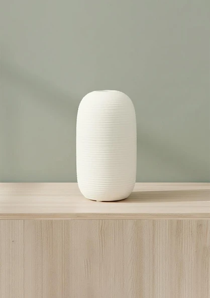 Fiona Seramik Vazo Oval, Beyaz 15 CM - 2