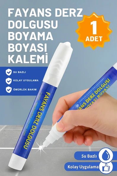 Derz Kalemi - Hızlı Kuruyan, Su Bazlı Beyaz Derz Yenileme Boyası (1 Adet) - 1