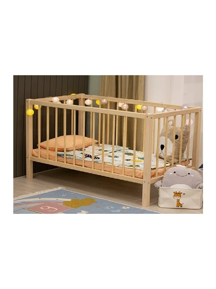 Decolove Ahşap Bebek Beşiği - 129 x 68 x 80 cm
