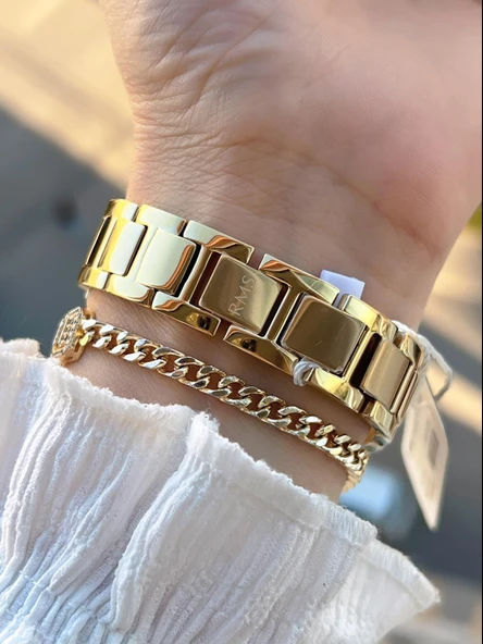 RMS Romanson Özel Tasarım Zincir Kordon 5 Atm 2 Yıl Garantili Kadın Kol Saati+Bileklik 2055.04 - Resim 3