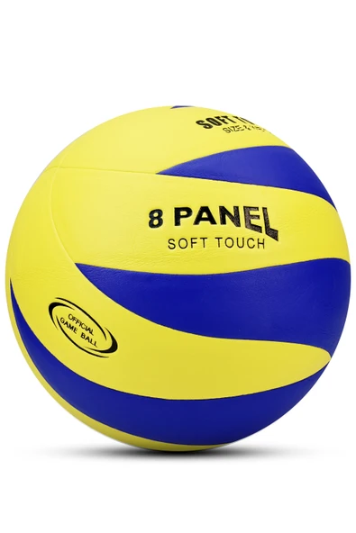 SEMİ-PRO Voleybol Topu Lamineli Beton Zemin SoftTouch İç-Dış Mekana Uygun 8 Panel Sarı-Mavi GSV103 - Resim 9