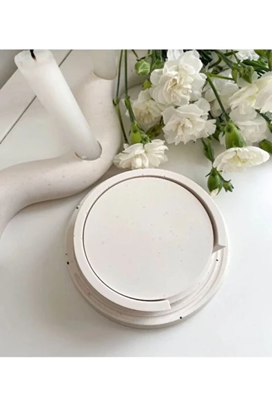 Minimalist Beton Bardak Altlığı Seti - 4’lü | Mat Beyaz | Yuvarlak Tasarım & Stand Dahil - 7