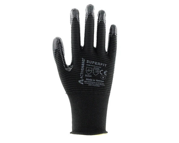 SUPERFİT SY/SY NO:10 Avuç İçi Tırtıklı Nitril Kaplı Polyester Eldiven